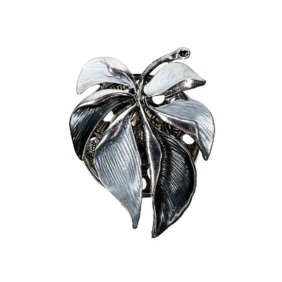 Брошь Лист резной XZ0863.2 BW/S 