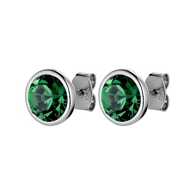 Пусеты DIA SS EMERALD GREEN  Dyrberg Kern  430134 