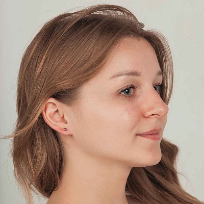 Пусеты Cubic zirconia Amethyst  Fiora Luna  SWE0128 AM G 