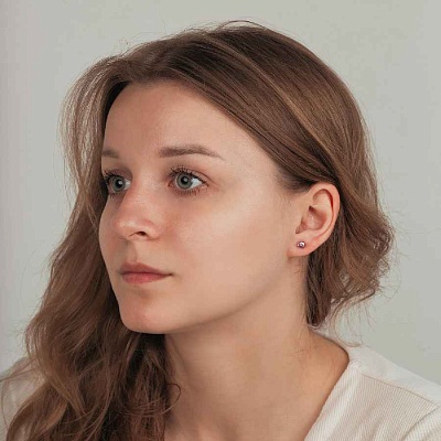 Пусеты  Pink  Fiora Luna  SWE2127/1 P S 