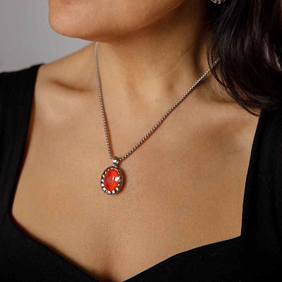 Колье TIVOLA UNICA big (S/P) Orange ignite 3cm  Qudo  420713 