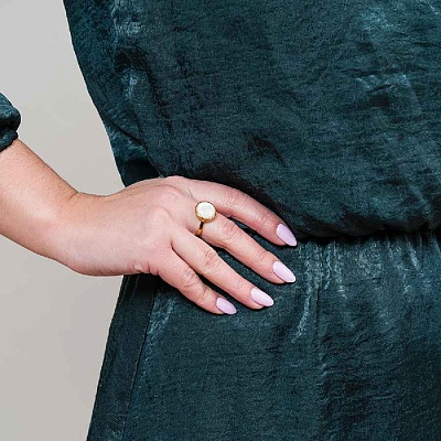 Кольцо Сфера SHELL WHITE  Fiore Luna  KR02913-2/8 BW/G 