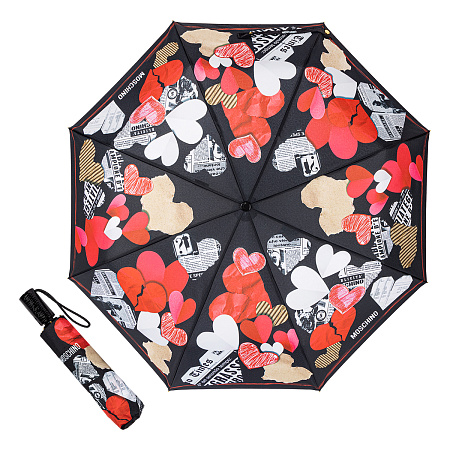 Moschino Зонт складной Moschino 8946-OCA Paper hearts Black  product-3995 Арт.: product-3995
