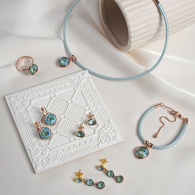 Серьги Green colors  Fiore Luna  A2101SW-E01.16 G/MIX 