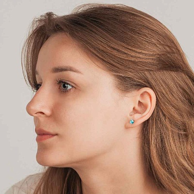 Пусеты  Aquamarine  Fiora Luna  SWE2127/1 A G 