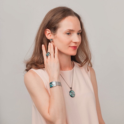 Серьги  Fiore Luna  AE01688-3 BL/S 