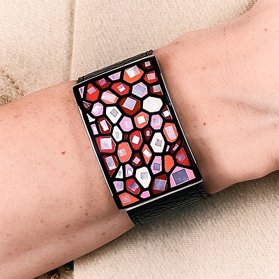 Браслет на кожаном черном ремешке  Fiore Luna  CB00992-7 R 