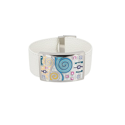 Браслет на кожаном белом ремешке CB01319-3 M/S 