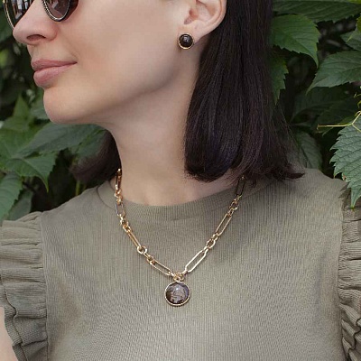 Колье COFFE AGATE  Fiore Luna  LN5148 BR/G 