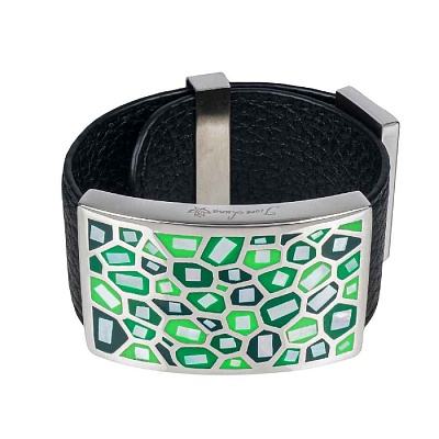 Браслет на кожаном черном ремешке CB00992-8 G 