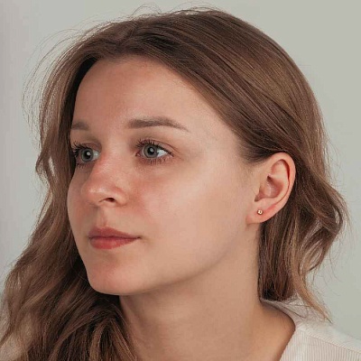 Пусеты Cubic zirconia Champagne  Fiora Luna  SWE0128 CH G 