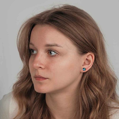 Пусеты Crystal Blue  Fiora Luna  SWE0127/2 B G 