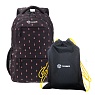 Рюкзак TORBER CLASS X, черный с орнаментом, 45 x 30 x 18 см + Мешок для сменной обуви в подарок! Арт.: T2602-22-BLK-M