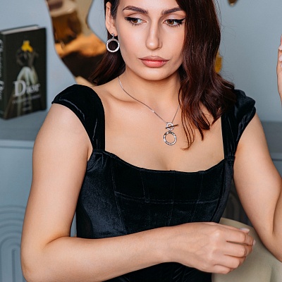 Колье CAL+CRY  Fiore Luna  B2110NM-N01.1.1 BW/S 