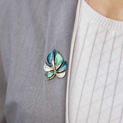 Брошь Лист резной  Shadore  XZ0863.16 G/G 