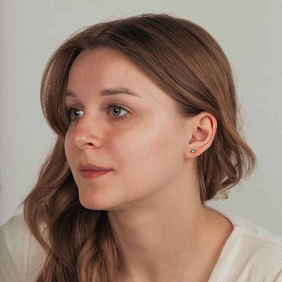 Пусеты Cubic zirconia Blue Topaz  Fiora Luna  SWE0128 BT G 