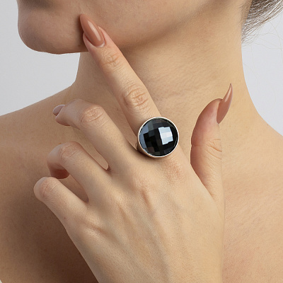 Кольцо pearl black agate 18.5 мм Possebon *K1155.4/18.5 BW/S  Possebon  *K1155.4/18.5 BW/S 
