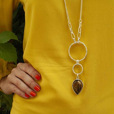 Колье COFFE AGATE  Fiore Luna  LN3171-3 BR/S 