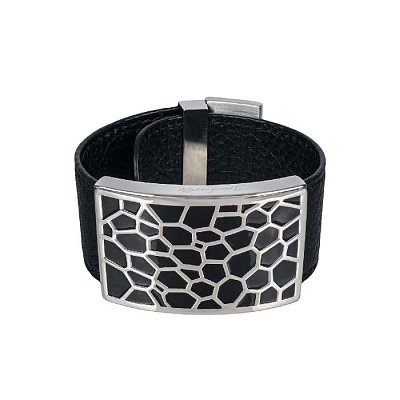 Браслет на кожаном черном ремешке CB00992-1 S 