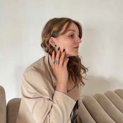 Серьги Azul, Q.Roze, Obs Fume  Possebon  A0292.20.7.11 S 