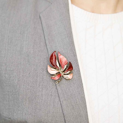 Брошь Лист резной  Shadore  XZ0863.9 R/G 
