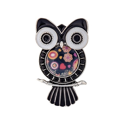 Брошь Сова XZ0108.4 BW/S 
