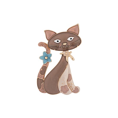 Брошь  Кот с цветком XZ0713.15 BR/G 