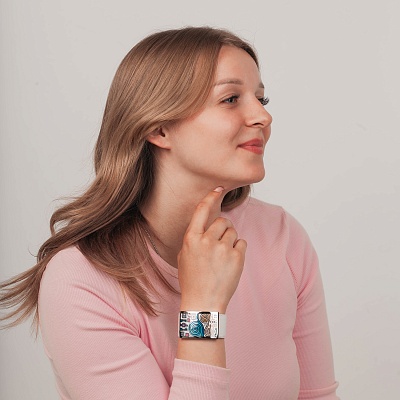 Браслет на кожаном белом ремешке  Fiore Luna  CB01319-3 M/S 