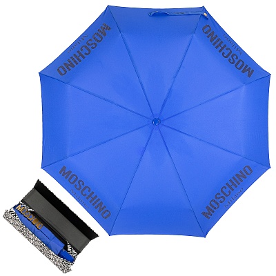 Зонт складной Moschino 8021-OCP New Metal Logo Lightblue Box logo product-3288 