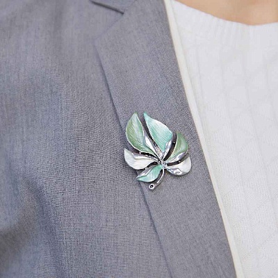 Брошь Лист резной  Shadore  XZ0863.20 G/S 