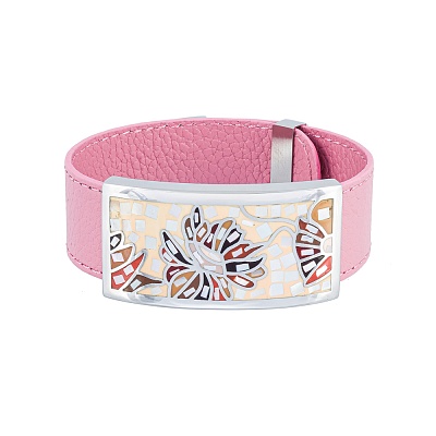 Браслет на розовом кожаном ремешке CB13598-28 