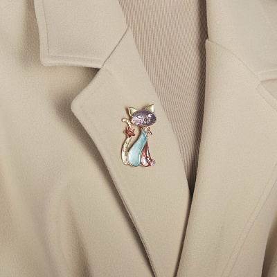 Брошь  Кот с цветком  Shadore  XZ0713.21 BL/G 