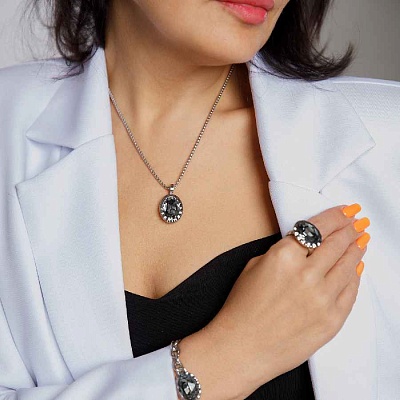 Колье TIVOLA UNICA big (S/P) Silver night 3cm  Qudo  420614 