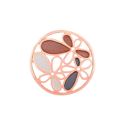 Брошь Цветы FAN-06506 BW/RG 