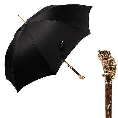Зонт-трость Pasotti Owl Сова Gold Oxford Black  Pasotti  product-3116 