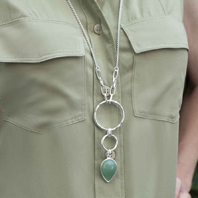 Колье GREEN AVENTURINE  Fiore Luna  LN3171-5 G/S 