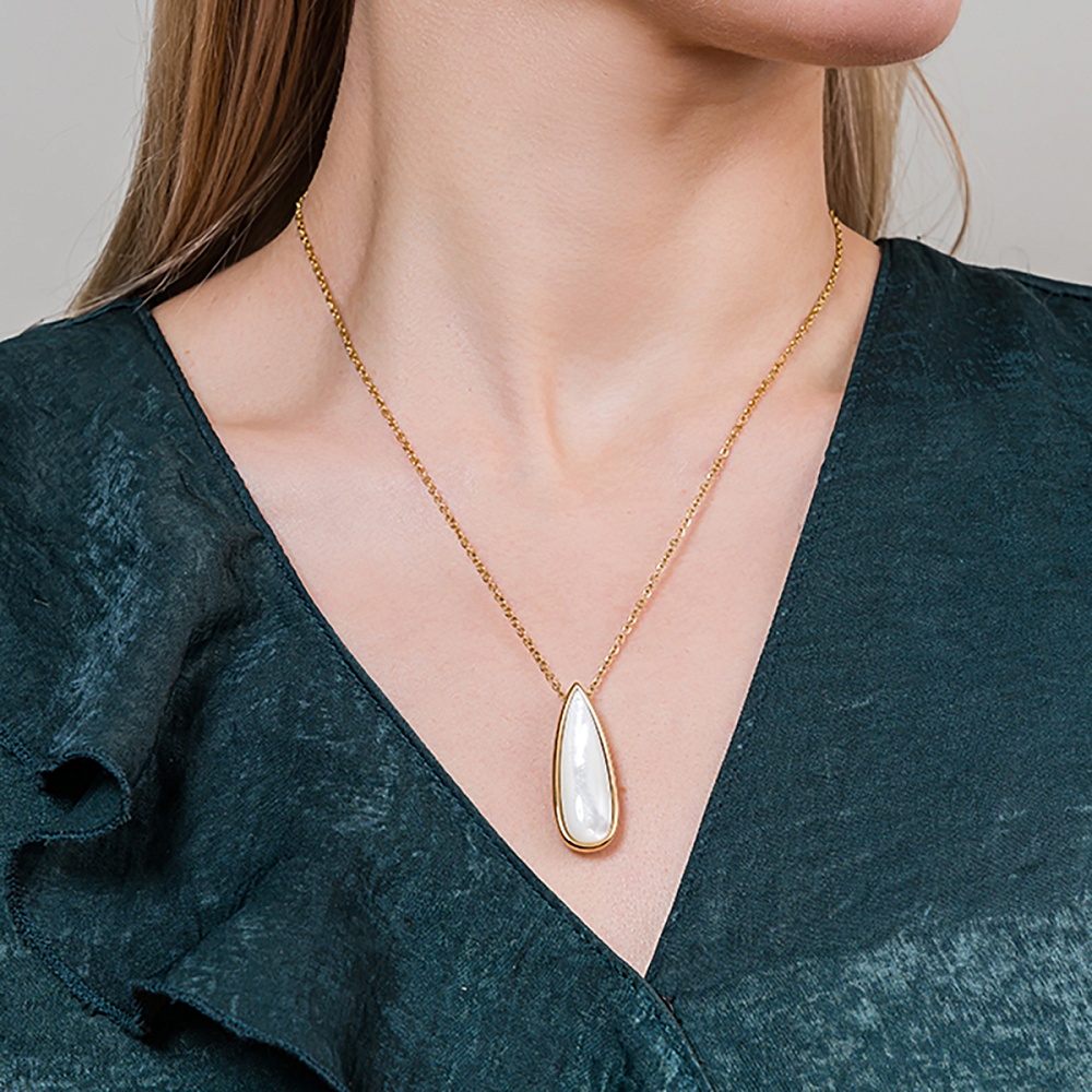 Fiore Luna Колье Капля SHELL WHITE Арт.: BP01376-14 BW/G