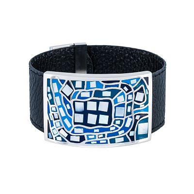 Браслет на черном кожаном ремешке CB00100-6 