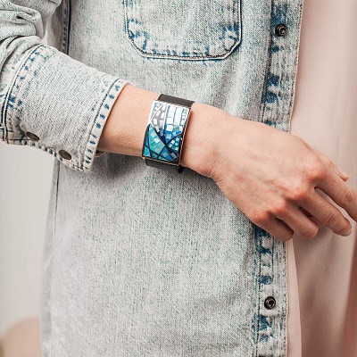 Браслет на кожаном черном ремешке  Fiore Luna  CB01156-7 BL/S 