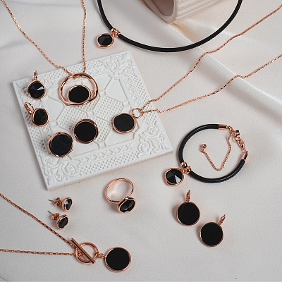 Колье Onyx  Fiore Luna  B2010NM-N03.1 BW/RG 