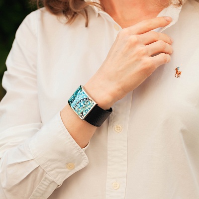 Браслет на кожаном черном ремешке  Fiore Luna  CB00230-13 BL/S 