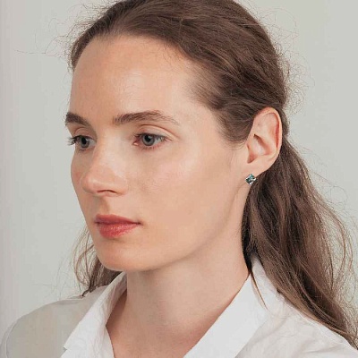 Пусеты Crystal Sky Blue  Fiora Luna  SWE0127/2 SB G 