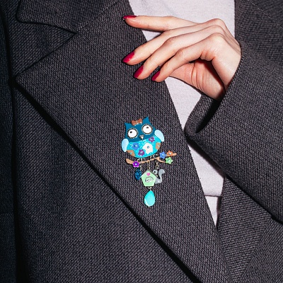 Брошь Сова с домиком  Shadore  XZ5500.20 G/S 