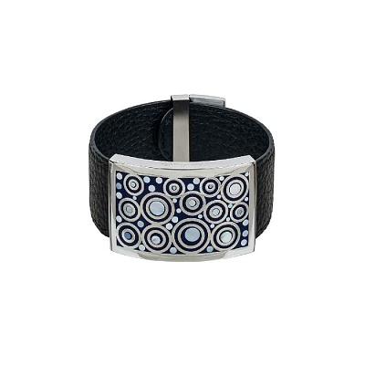 Браслет на кожаном черном ремешке CB01750-1 BL 