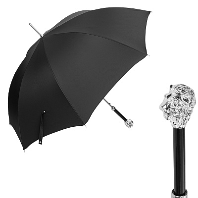 Зонт-трость Pasotti Leone Лев Silver Oxford Black  Pasotti  product-3317 