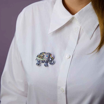 Брошь Слон  Shadore  XZ2293.2 BW/S 