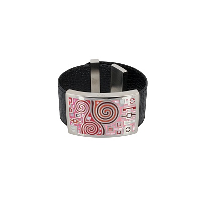 Браслет на кожаном черном ремешке CB01319-11 R/S 