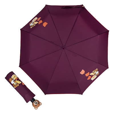 Зонт складной Moschino 8431-OCX Bear Balloons Burgundy product-3394 