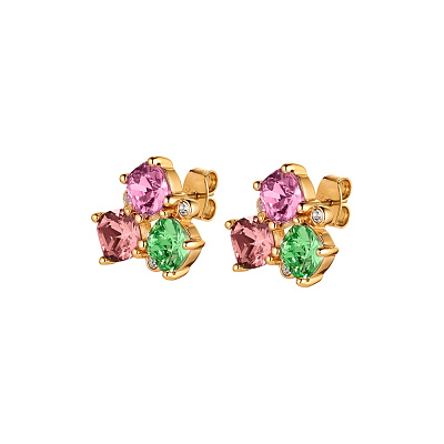 Серьги VIENA SG ROSE/GREEN 420101 