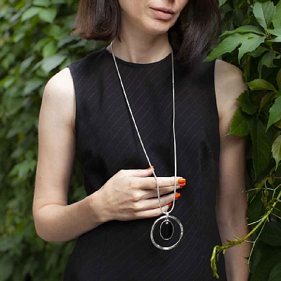 Колье BLACK QUARTZ  Fiore Luna  LN5135 BW/S 